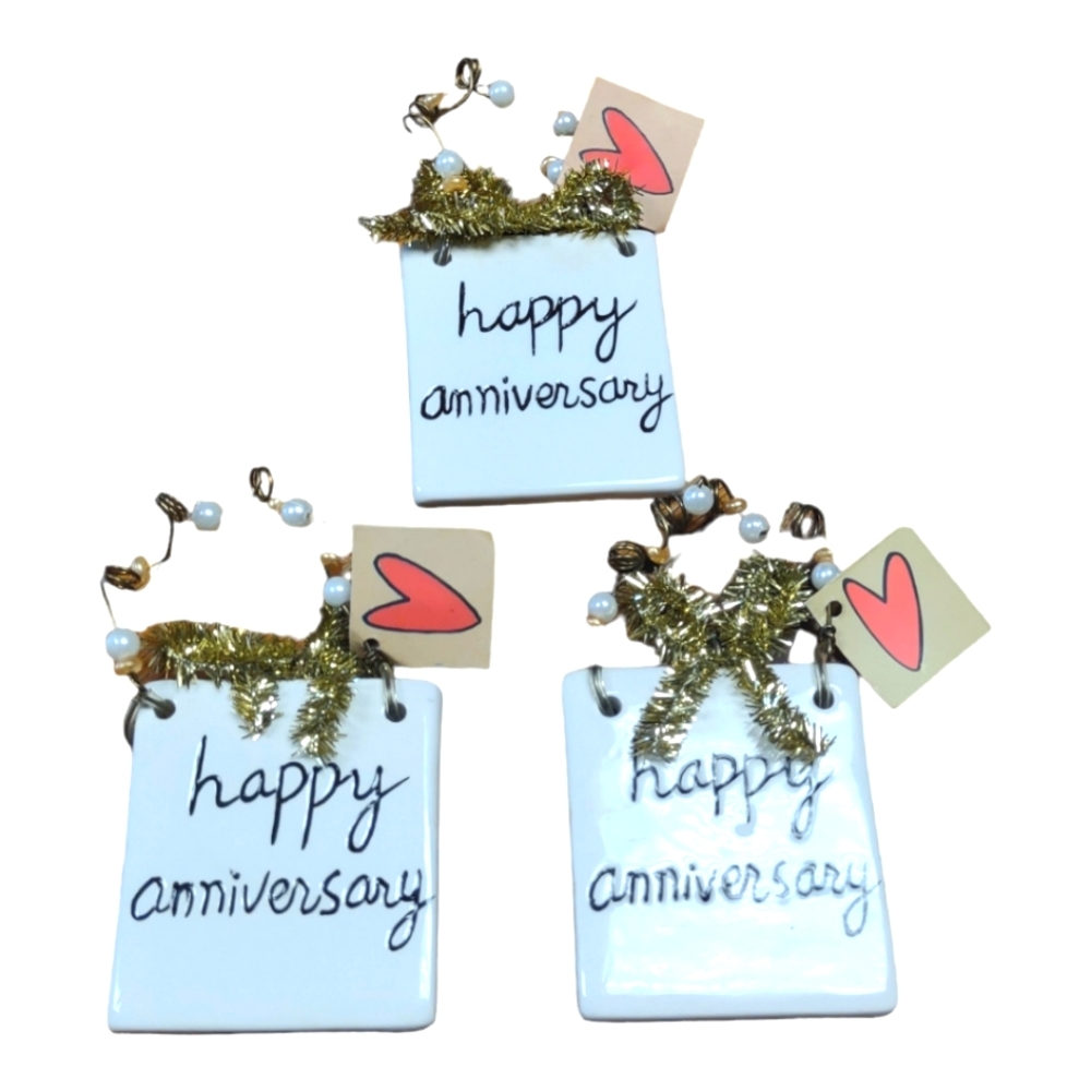 Sandra Magsamen Happy Anniversary Craft Ornament Bundle of three